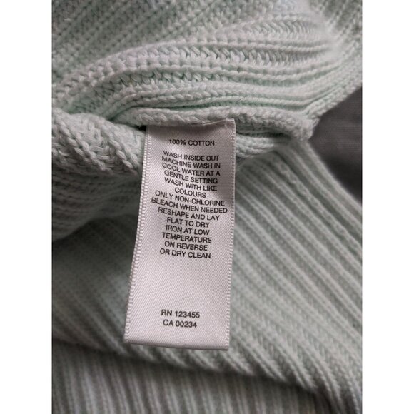 Lord & Taylor Sweater Green Ribbed Neck 100% Cotton Womens Size L - Picture 4 of 7